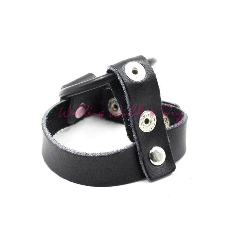 Регулируемое подлинное кожаное кольцо для члена с фиксированным шариком носилки