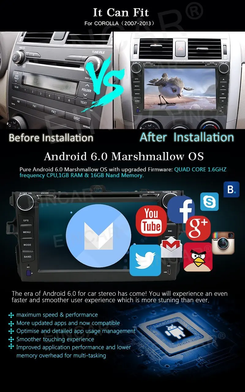 Quad-core GPS Car Stereo in Dash 7inch Android 6.0 System with Bluetooth Navigation FM AM RDS Autoradio Capaictive Multi-tou | Автомобили