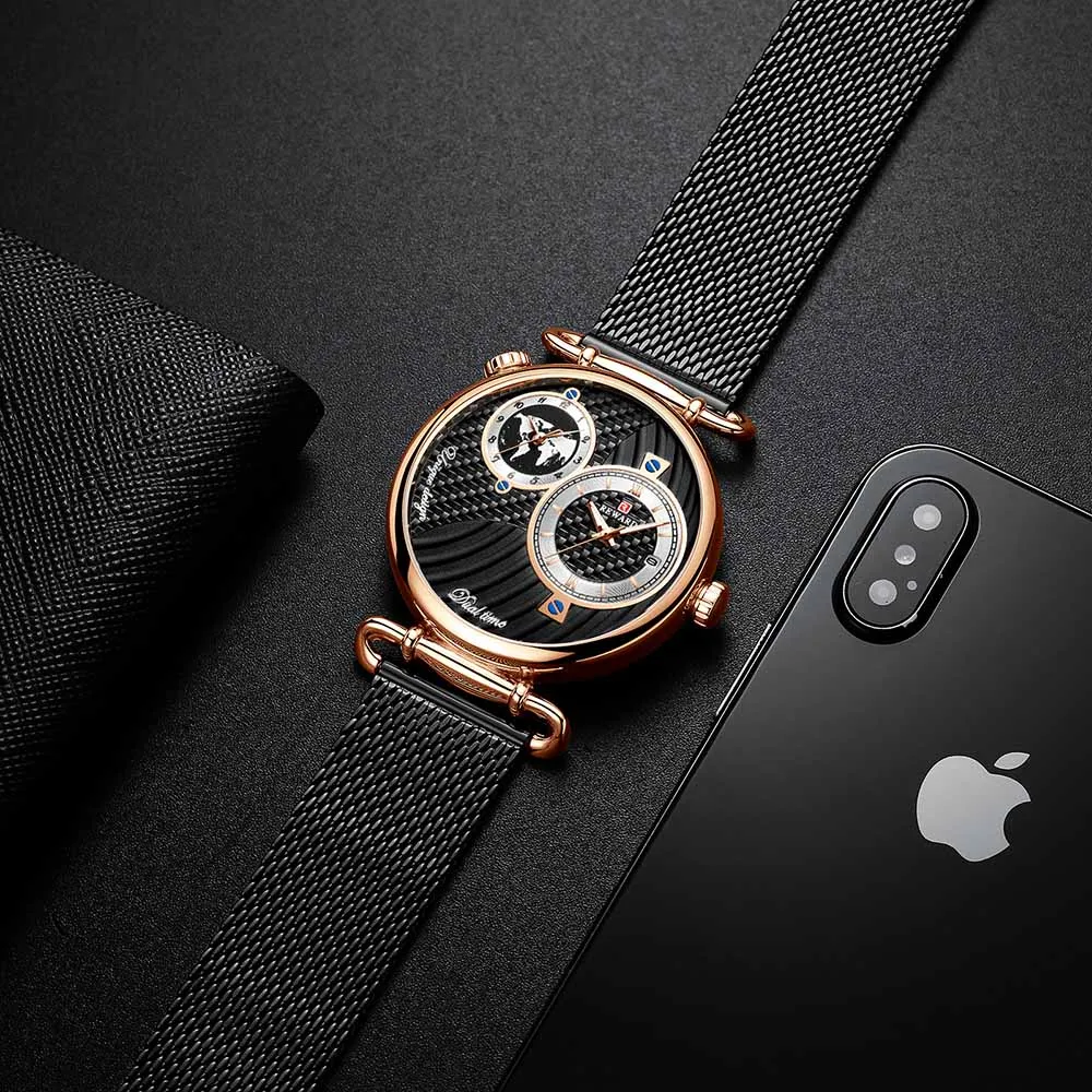 Wristwatch Mens Watches Top Luxury Rose Gold Clock Analog Business Worldwide Multiple Time Zone Men Gifts 2019 | Наручные часы