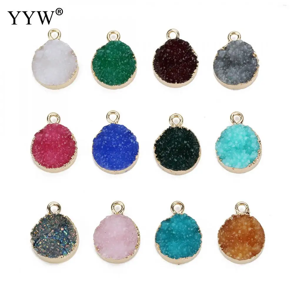 5 шт./лот кулон из смолы с латунным покрытием золотого цвета Синий Розовый Красный
