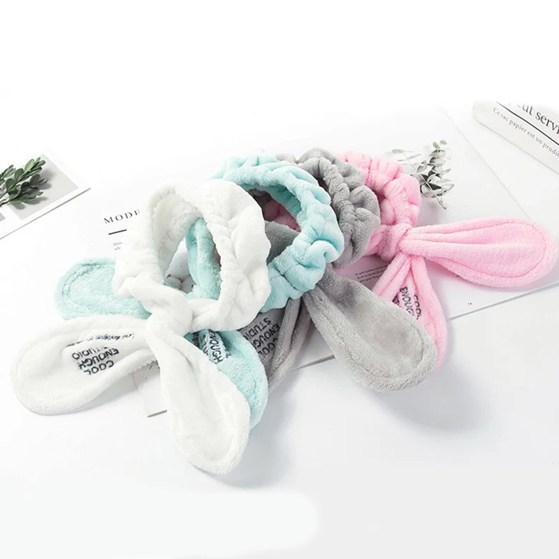 Повязка на голову женская мягкая эластичная с заячьими ушками