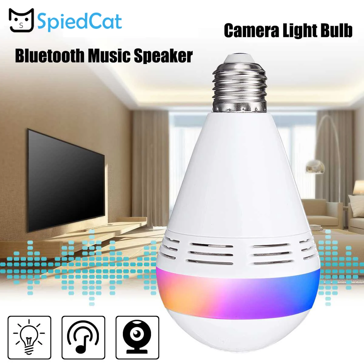 E27 360 градусов Беспроводная лампа IP умная камера 1080P 2MP WiFi Bluetooth динамик
