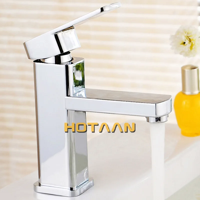 Hotaan Modern Style Free Shipping Basin Faucet Cold and Hot Water Mixer Torneira Da Bacia Single Handle Bathroom Tap