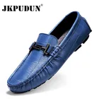 Туфли JKPUDUN мужские из натуральной кожи, роскошные Брендовые повседневные Формальные Лоферы без застежки, Мокасины, итальянская обувь для вождения, черные синие