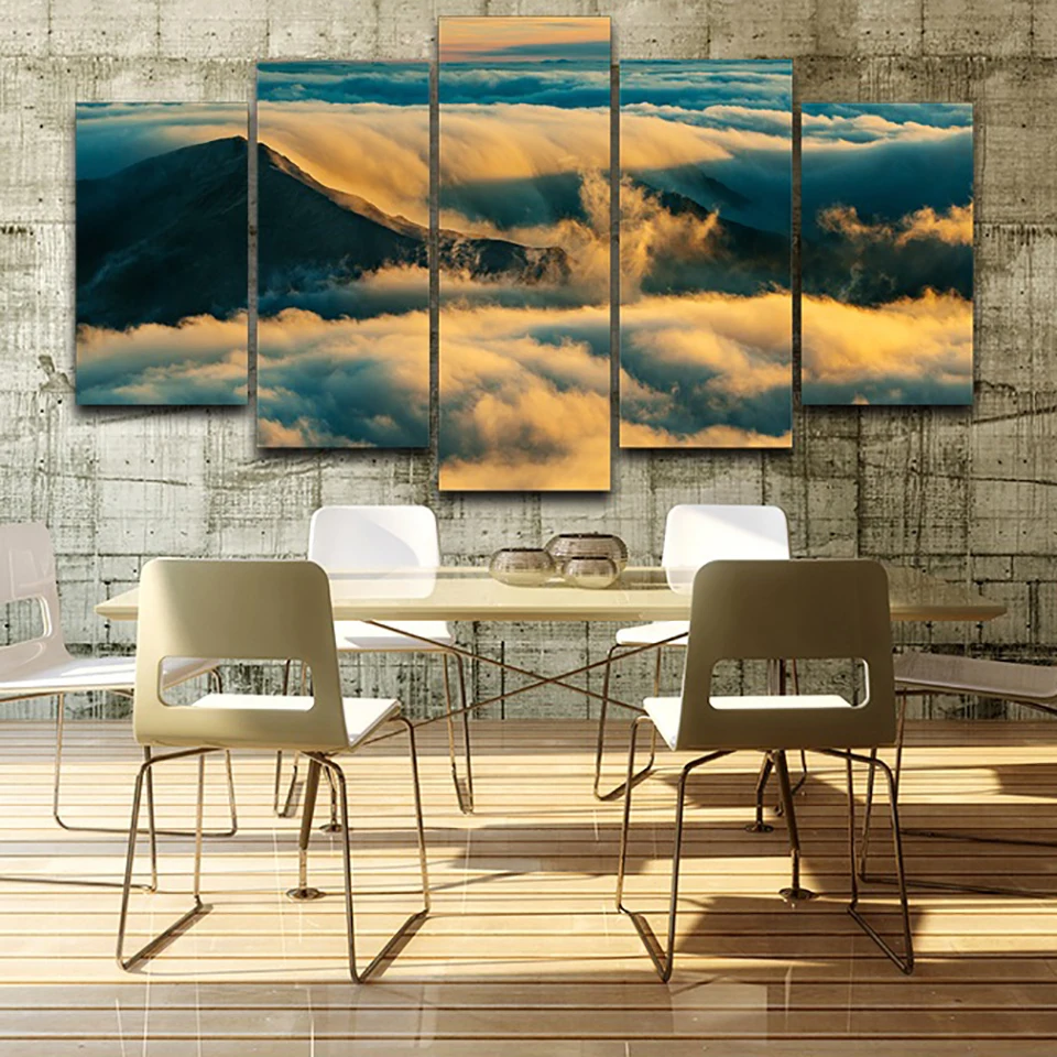 

Canvas Posters Home Decor Living Room Modular 5 Panel Dusk Sea Of Clouds Scenery Frame Wall Art Painting HD Printed Pictures