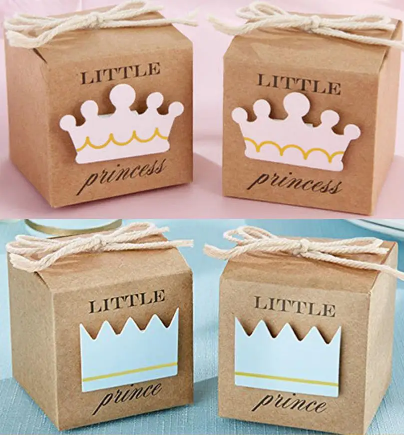 

Little Prince or Princesskraft paper Crown Favor Candy Boxes Baby Shower Christening Birthday Favors Bonbonniere Gift Boxes
