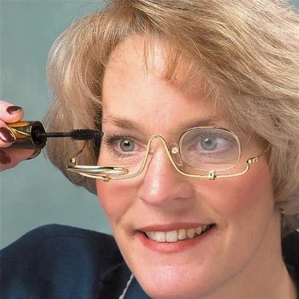 Женские регулируемые откидные 3x увеличительные двойные 2 линзы очки для макияжа