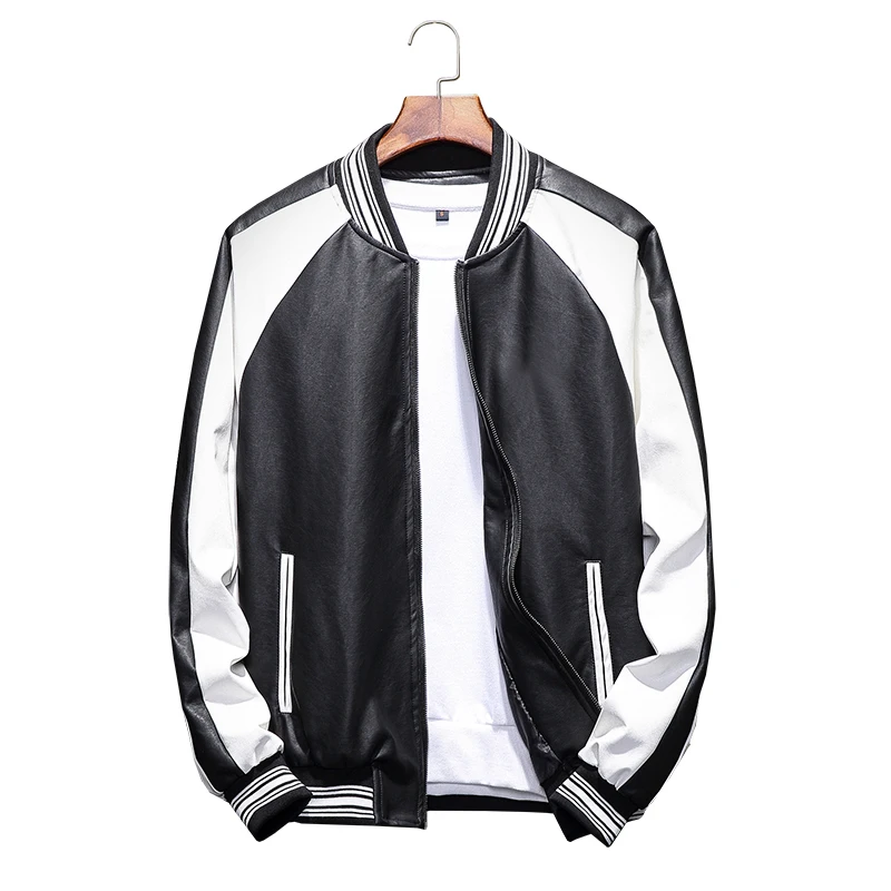Мужская мотоциклетная кожаная куртка 4XL 5XL мужская уличная модная повседневная с