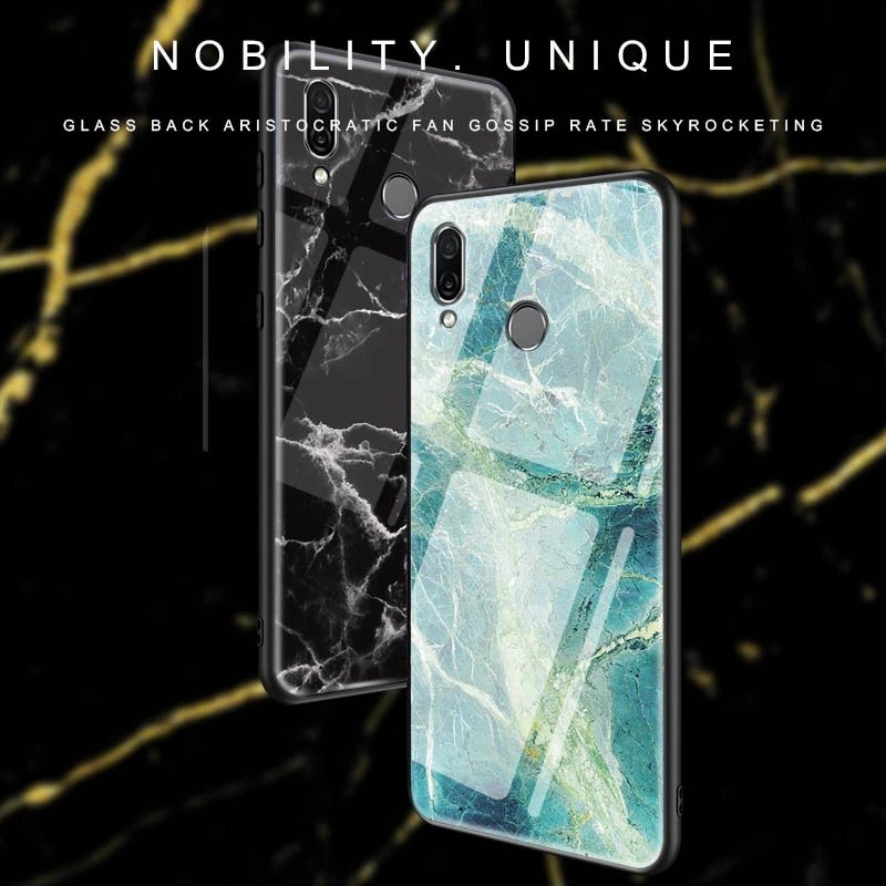 Чехол из закаленного стекла Marble Star Space для Huawei P20 lite Pro Mate 10 Lite мягкий чехол с краями
