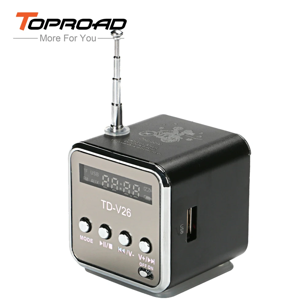 Toproad TD V26 мини Динамик Портативный цифровой ЖК дисплей музыка звук стерео Box TF FM