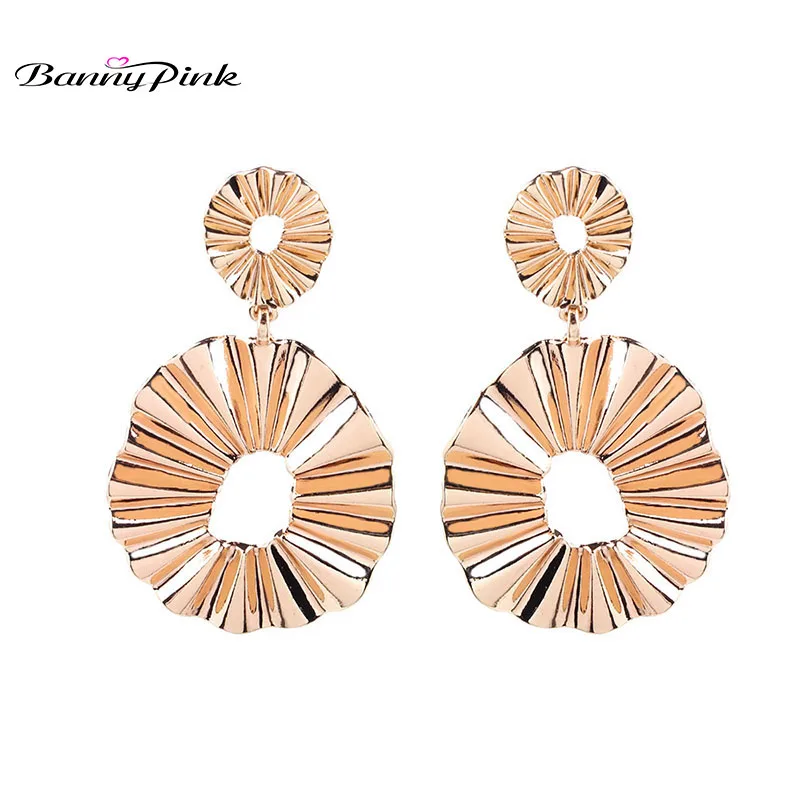 Женские массивные серьги-гвоздики Banny, розовые массивные серьги-гвоздики с металлической подвеской, модные серьги-гвоздики