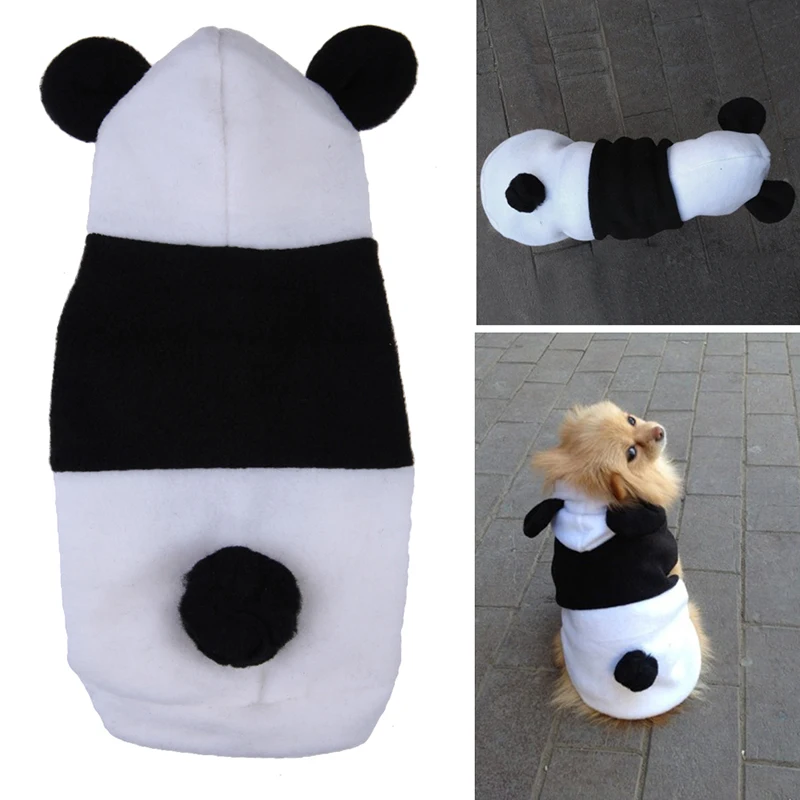 

Cute Dog Cosplay Panda Winter Clothes Fleece Ear Hoody Pullover Warm Coat Costume For Small Pet Chihuahua Puppy Lovely Jacket