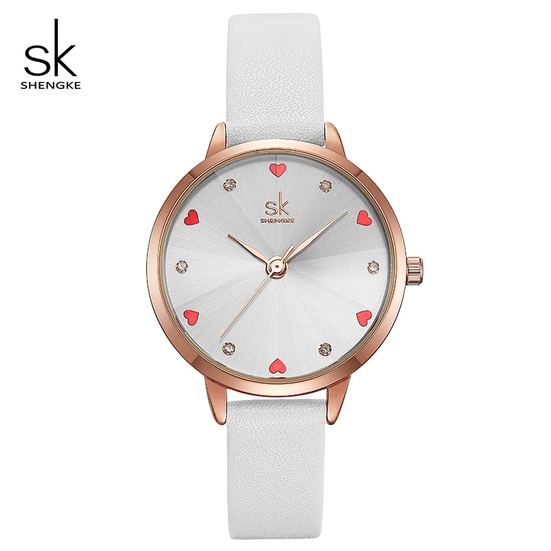 

Shengke Women Watches Top Brand Luxury Quartz Ladies Heart Dial Leather Wrist Watch Relogio Feminino 2019 SK Women Watches K8049