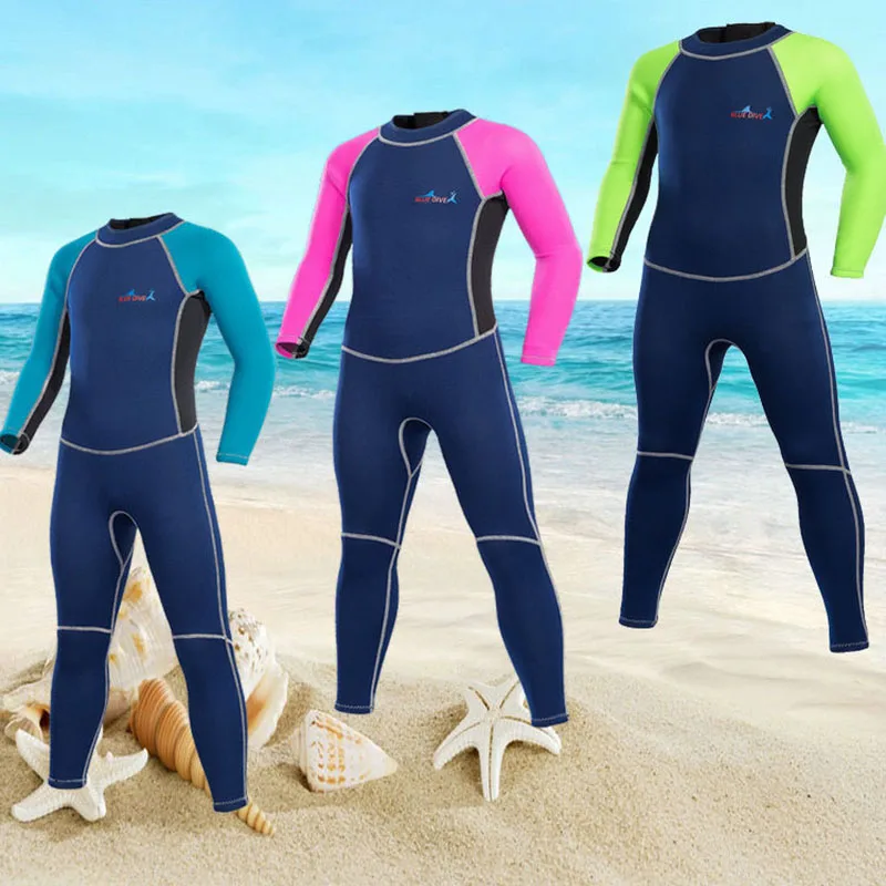 Неопреновые гидрокостюмы 2 мм для детей герметичный теплый слитный купальник с