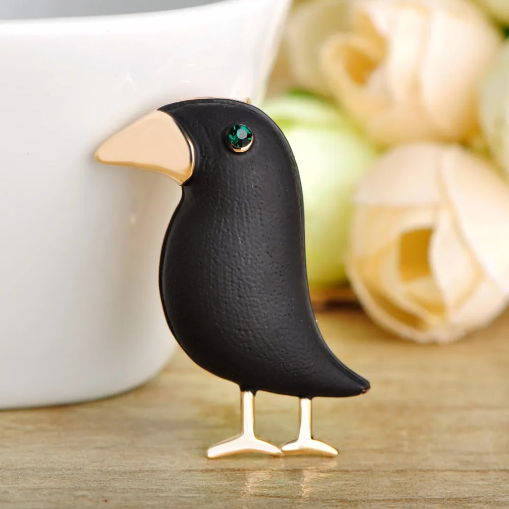 Брошь Funmor ворона черная Птица на эмали мужские и женские броши воротник костюма