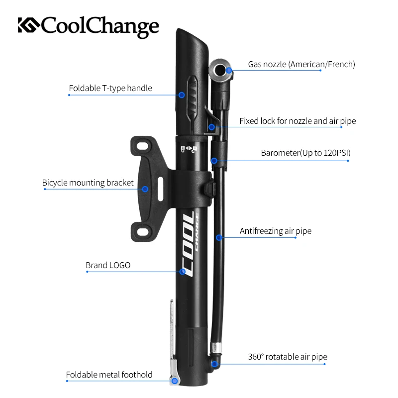 CoolChange120PSI велосипедные насосы из сплава Presta Schrader AV FV Mini MTB дорожный велосипед