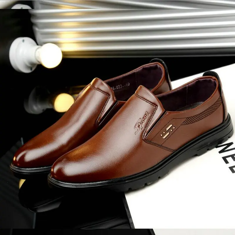 New Men Wedding Dress Shoes Black Round Toe Flat Business British Lace-up Men's Loafers black Brwon shoes VV-53Z | Обувь