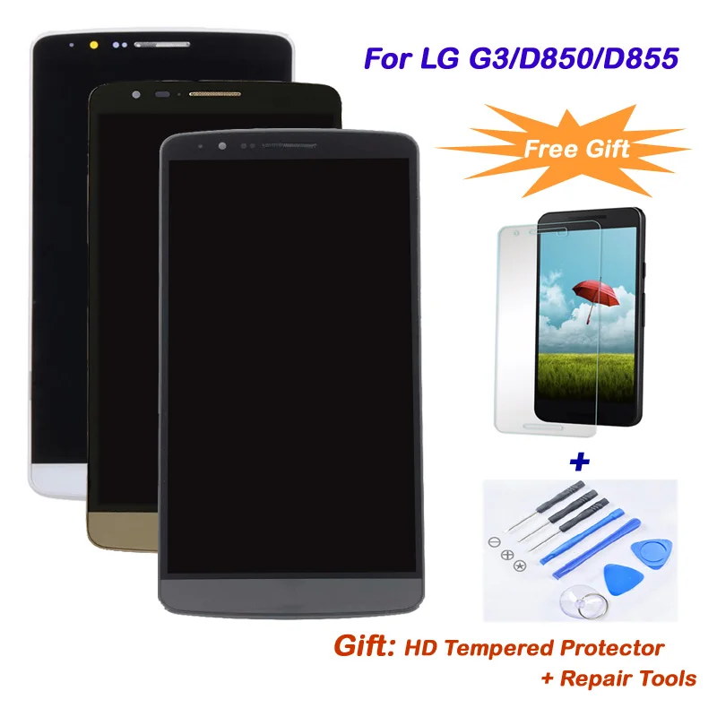 Для LG G3/D850/D855 ЖК дисплей в комплекте с frame AAA Качество Сенсорный экран планшета