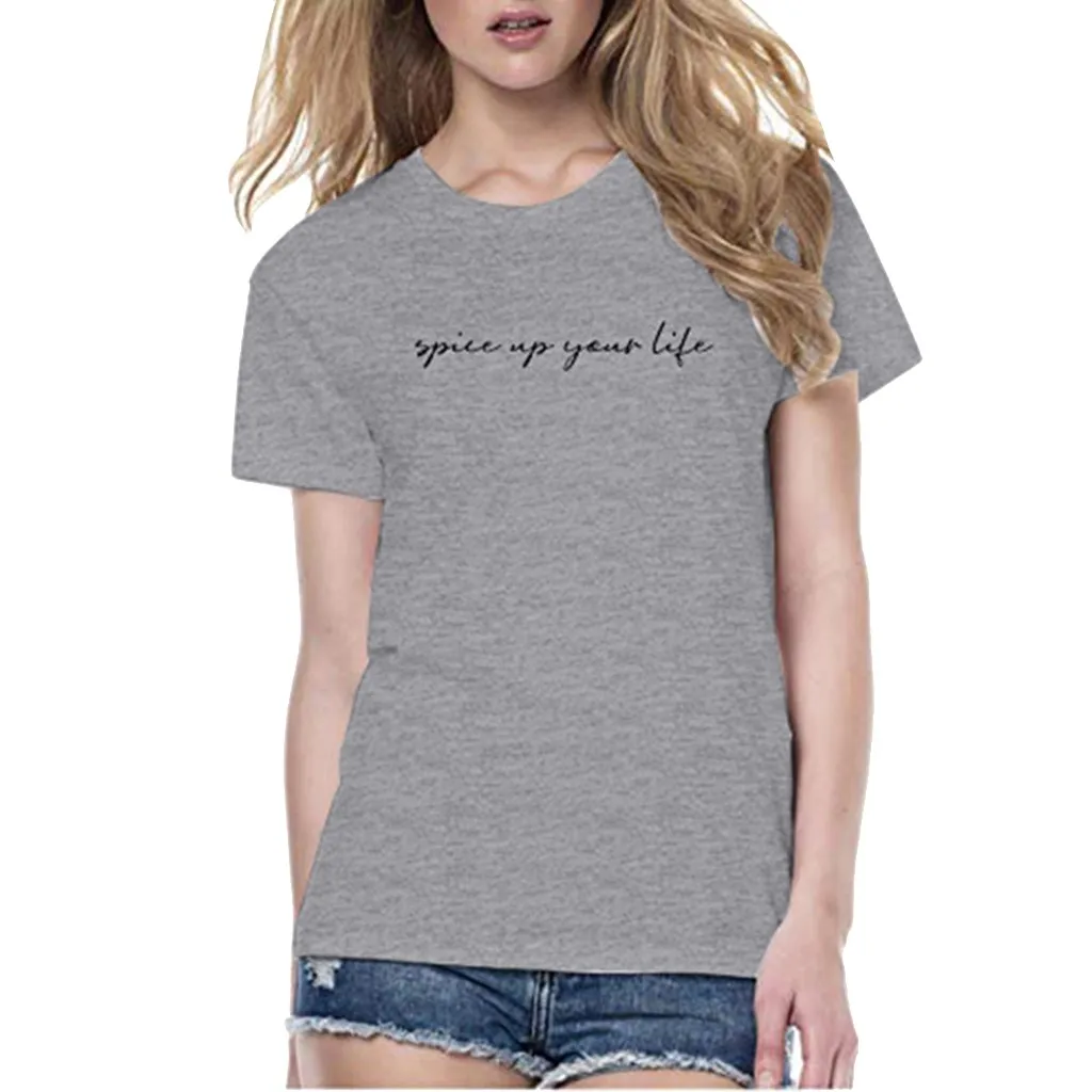 Женская футболка с короткими рукавами модная повседневная круглым вырезом и