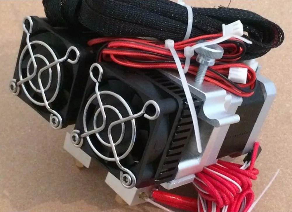 Лучшее обновление 12v MK8 двухголовочный экструдер с 0 4 мм сопло для Reprap Makerbot 3D
