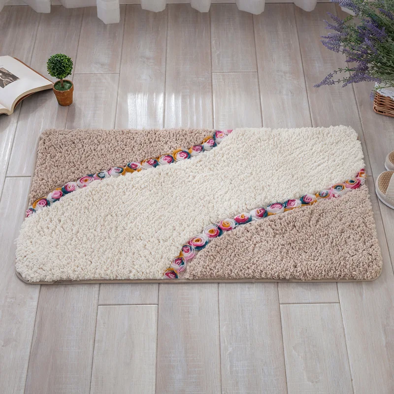 

Microfiber Door Mat for Bedroom Home Decor Rose Carpet Antiskid Bathroom Mats Water Absorption Soft Rugs For Kitchen 4 Sizes Pad