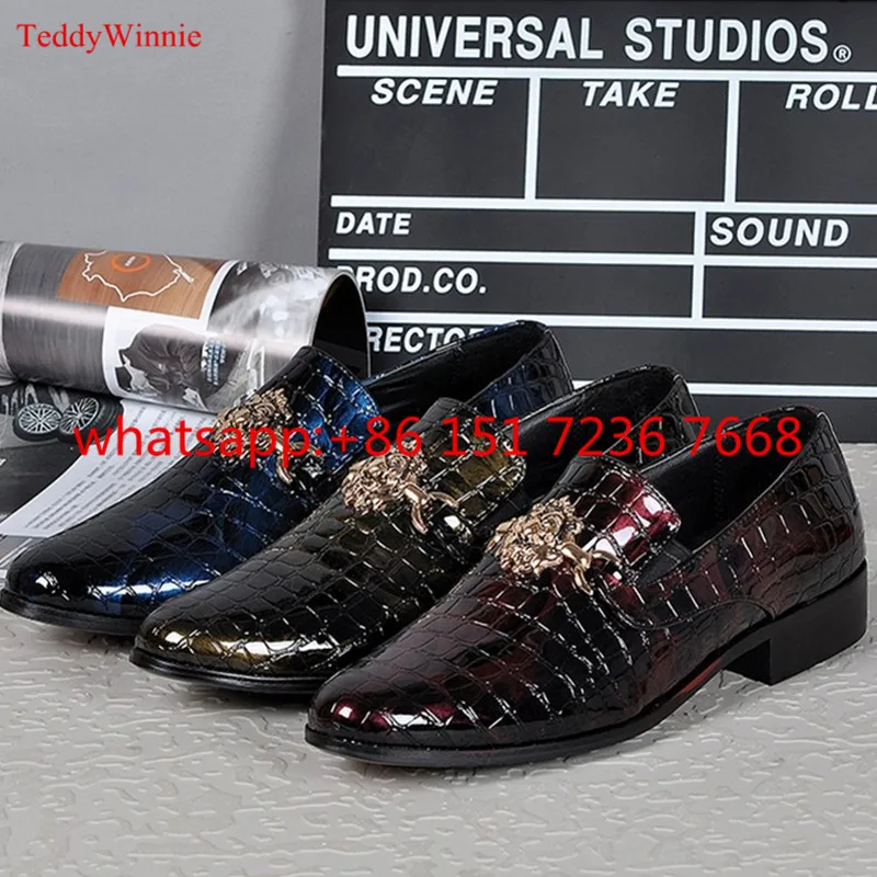 New Fashion Shoes Men Slip On Loafers Wedding Oxfords Business Formal Brogues Patent Leather Dress Zapatos Mujer | Обувь