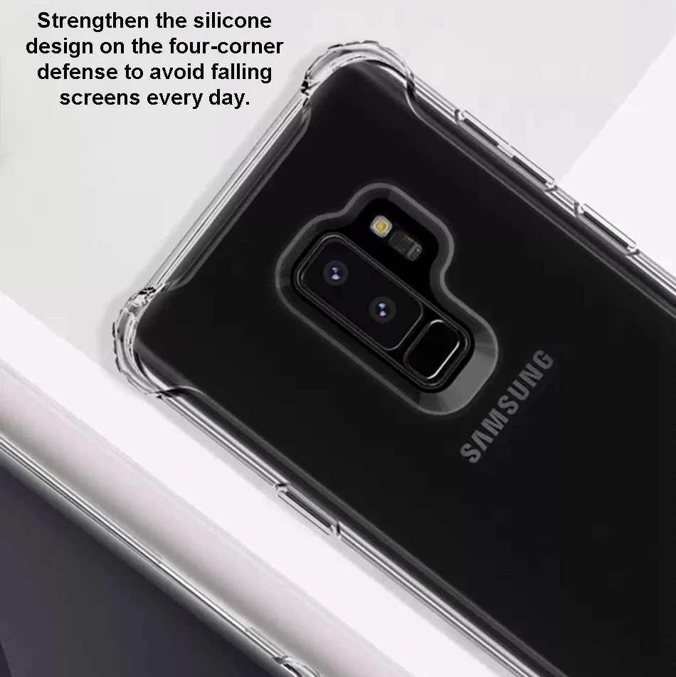 Four corner protection For Samsung Galaxy S9 S8 Cases Transparent Silicone Phone Cover Plus Edge TPU Case |