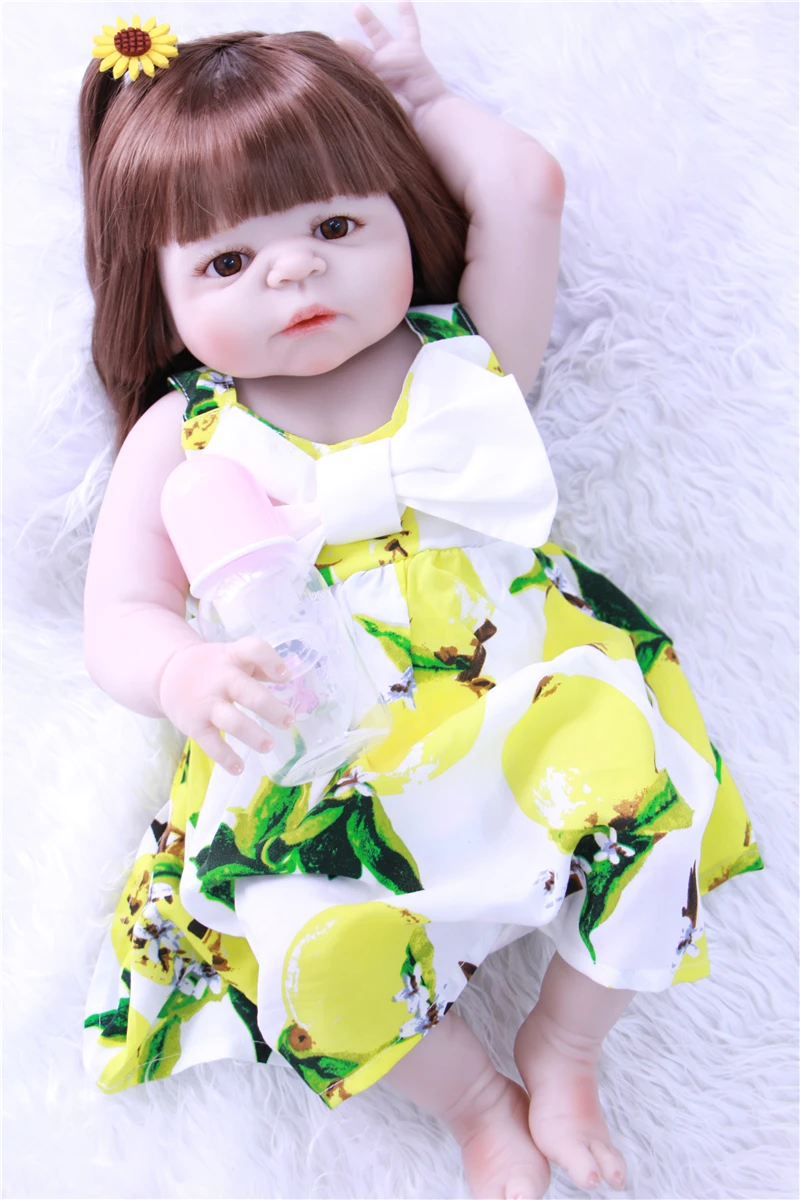 Полностью силиконовые куклы для новорожденных подарок bebe 22 дюйма Reborn menina de Silicone 55