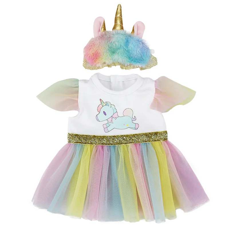 unicorn style 1 18 дюймов, кукольная одежда для девочек, костюм единорога, кружевная юбка ручной работы с повязкой на голову, американское платье для новорожденных, набор для куклы 45 см - Цвет: unicorn style 1
