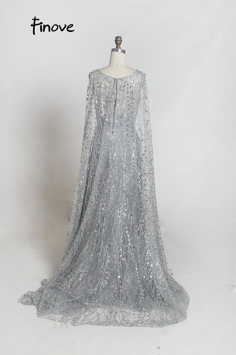 Finove Выпускные платья Длинные Robe De Soiree винно-красное светоотражающее платье с блестками элегантное ТРАПЕЦИЕВИДНОЕ вечернее платье с круглым вырезом для женщин