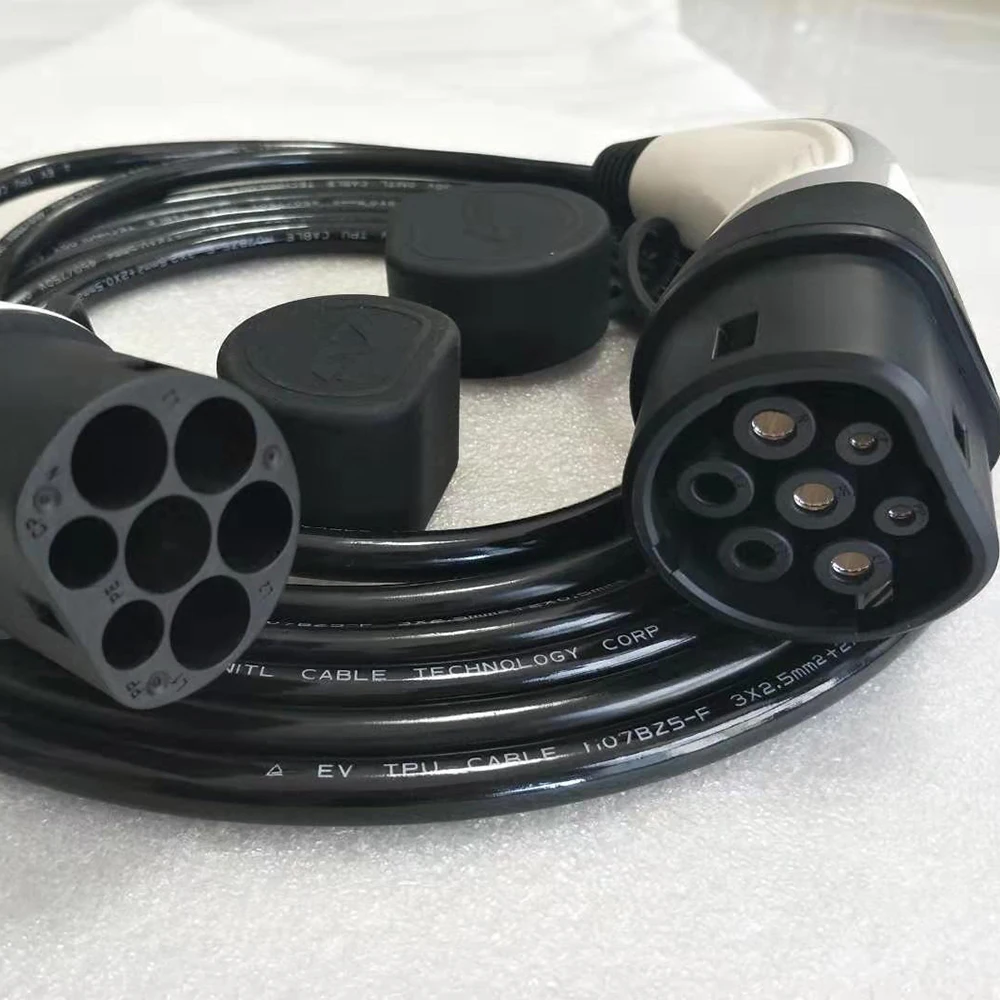 YKS-ESNES 16A EV plug IEC62196-2 Single phase Type 2 to with 5M Black extension cable | Автомобили и мотоциклы