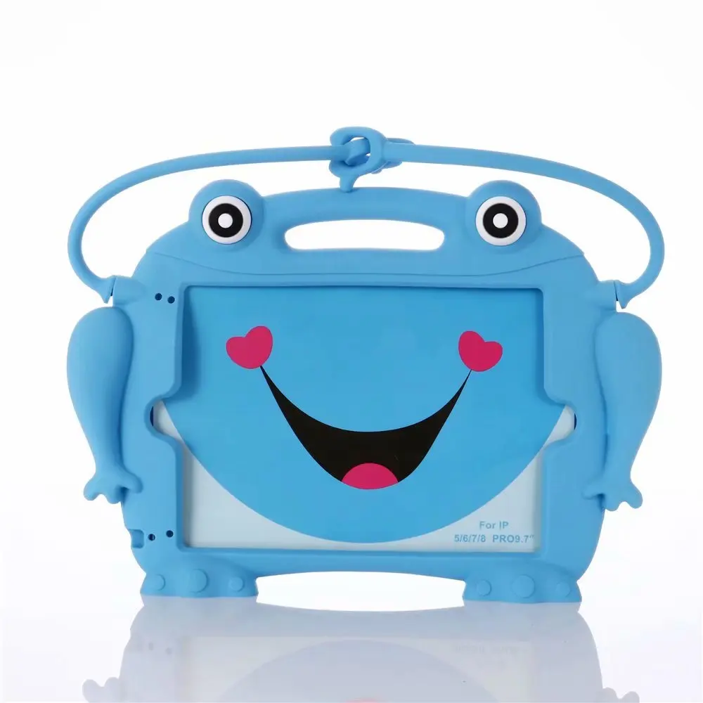 Blue Для ipad 9," /Air 2 Чехол детский безопасный силиконовый лягушка противоударный Чехол С Ручками Чехол для ipad Pro 9,7" - Цвет: Blue