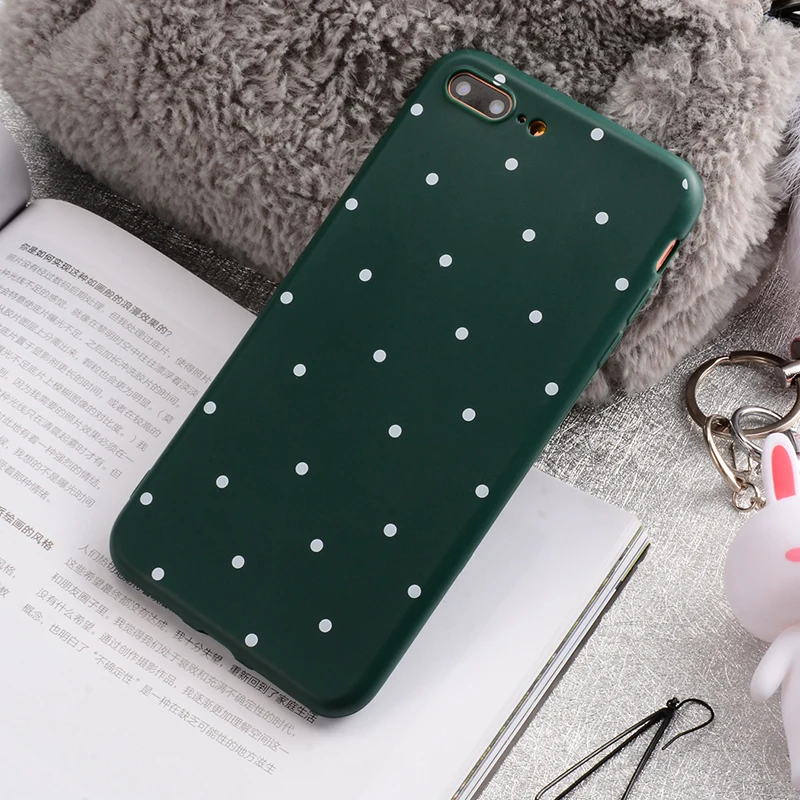 Ollivan Silicone Case For iPhone 8 Soft TPU Point Pattern 6 6s 7 Plus Back Cover 360 Degree Pink |