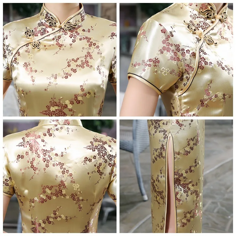 Церемониальные платья Cheongsam длинная консультация клиентская служба двери отеля Добро пожаловать работа Восточный одежда церемониальный халат Longue Femme