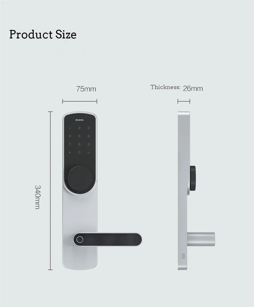 Умный поворотный дверной замок Xiaomi Zelkova с паролем, без ключа, интеллектуальный замок безопасности