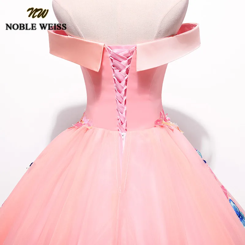 NOBLE WEISS Pink Off The Shoulder Quinceanera Dresses 2019 With Cute Butterfly Vestidos de 15 anos Sexy Ball Gown Sweet 16 Dress | Свадьбы и