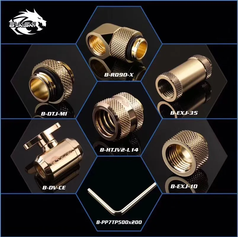BYKSKI Золотая версия G1/штепсельные вилки 4/штуцера шланга/OD14mm фитинг для жесткой