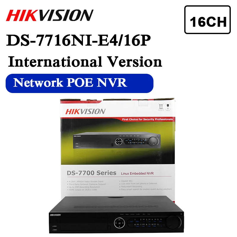 В наличии БЕСПЛАТНАЯ ДОСТАВКА DS 7716NI E4/16 P английская версия 16CH NVR с 4 SATA и 16 POE HDMI VGA