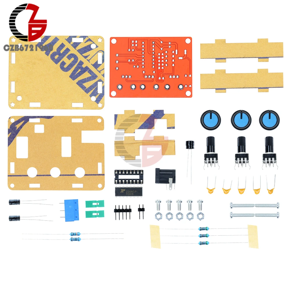 XR2206 функция генератор сигналов DIY Kit синусоидальный треугольник квадратной волны Функция генератор с акриловым защитный чехол