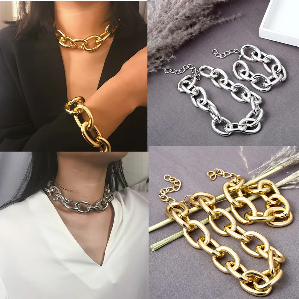 Gold Ketting Chain Necklace Women Men Statement Choker Fashion chains Necklaces Geo Jewelry Wedding Party Collar Collier Femme | Украшения