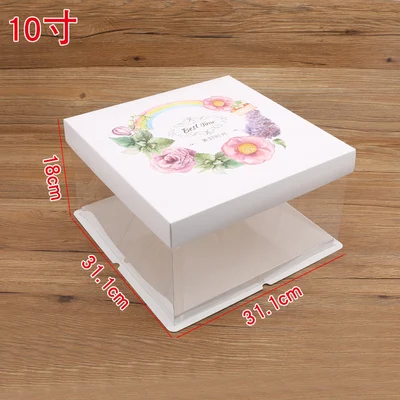 5set 10inch S 31.1X31.1X18cm Birthday cake packing box gift wedding home high all transparent small Bobbi square | Дом и сад