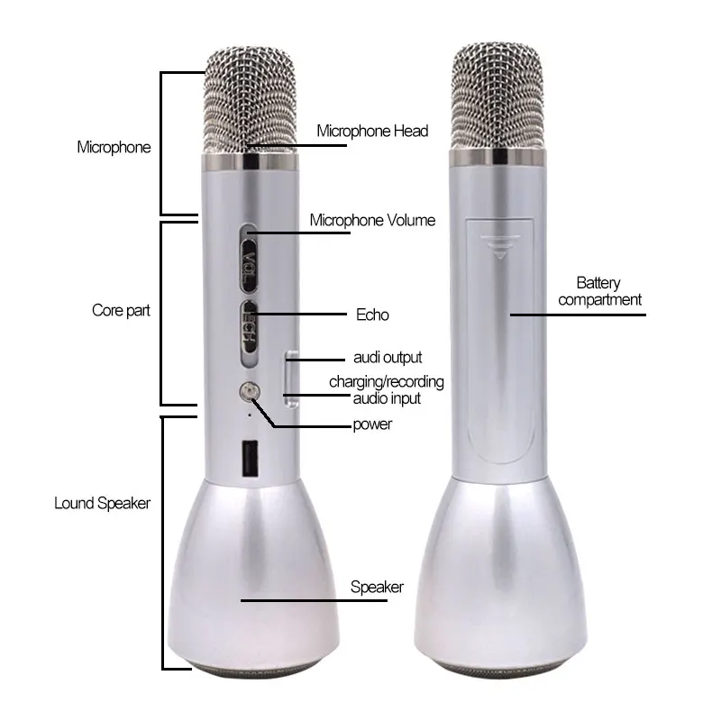 2019 Горячая продажа Bluetooth беспроводной микрофон караоке для вокала с рекордером KTV