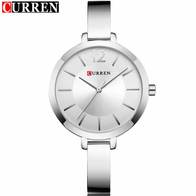 white white CURREN Модные Золотые женские часы из нержавеющей стали ультра тонкие Кварцевые часы Женские Романтические часы женские часы Montre Femme - Цвет: white white
