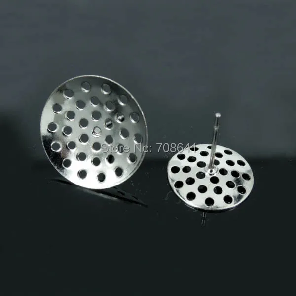 Пустая круглая филигрань колпачки базы шпильки серьги Настройки ювелирных