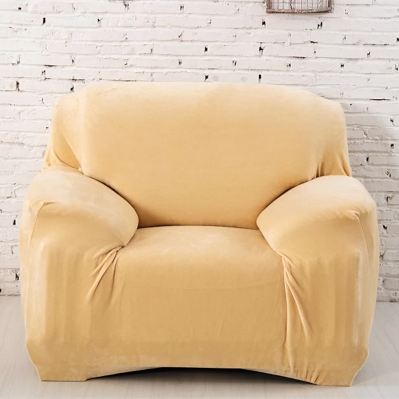 Cream Color Однотонные Плюшевые Чехлы для дивана Fabirc, эластичные Угловые Чехлы для диванов, чехлы для диванов для гостиной, Защитные чехлы для диванов - Цвет: Cream Color