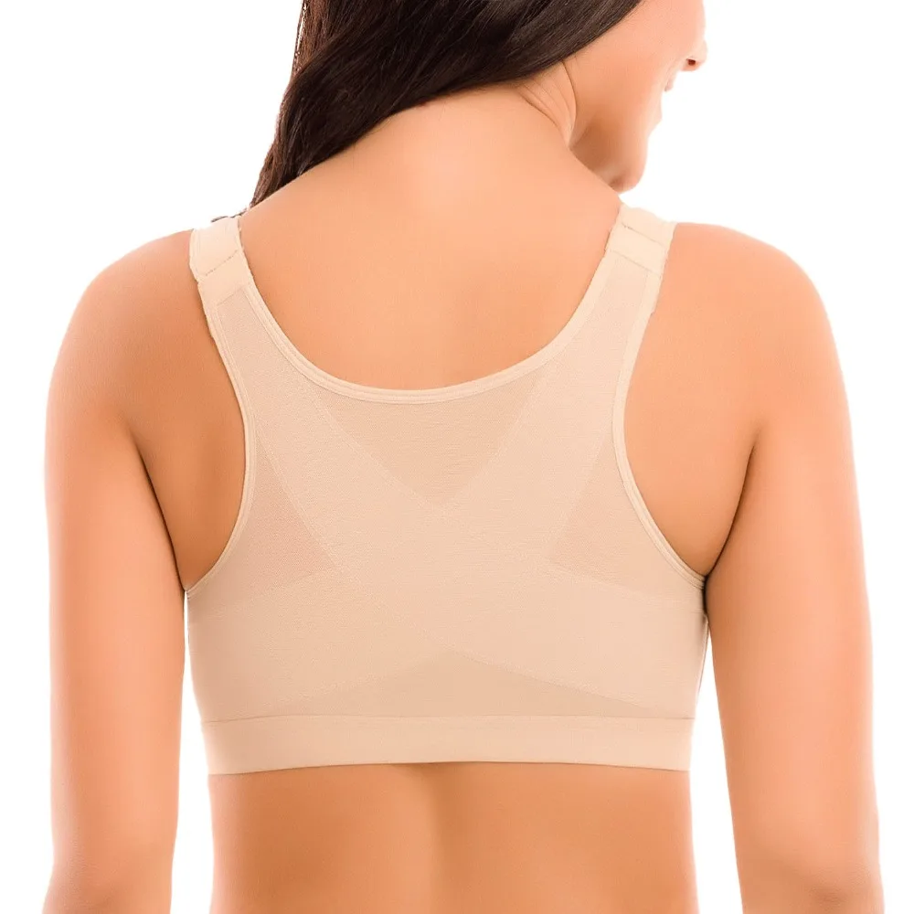 

Free Ship Women's Front Closure Full Coverage Non-padded Underwear Back Support Posture Wire Fress Bra 34 36 38 40 B C D DD