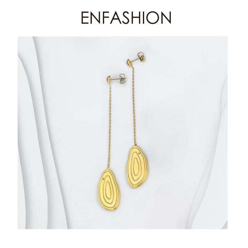 Женские длинные висячие серьги Enfashion золотистого цвета модные ювелирные изделия