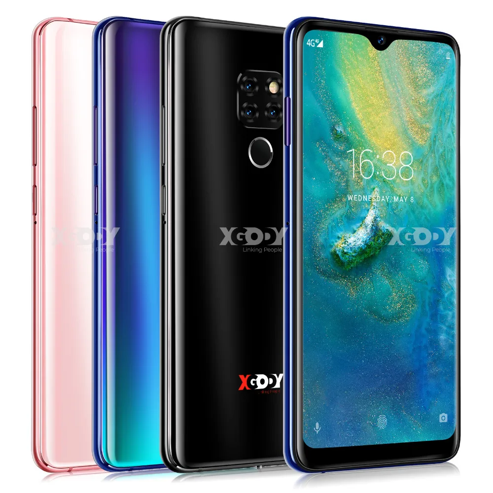 Xgody Коврики 20 4G 6,2" 19:9 Android 9,0 Face ID 2 Гб Оперативная память 16 Гб Встроенная память 3500 мА/ч, мобильный телефон MT6737 4 ядра полный Экран смартфон