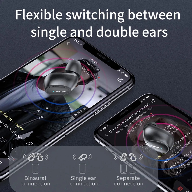 Awei T6C TWS Bluetooth наушники Беспроводная зарядка мини-вкладыши 6D HiFI бас стерео звук истинные беспроводные наушники для игрового телефона