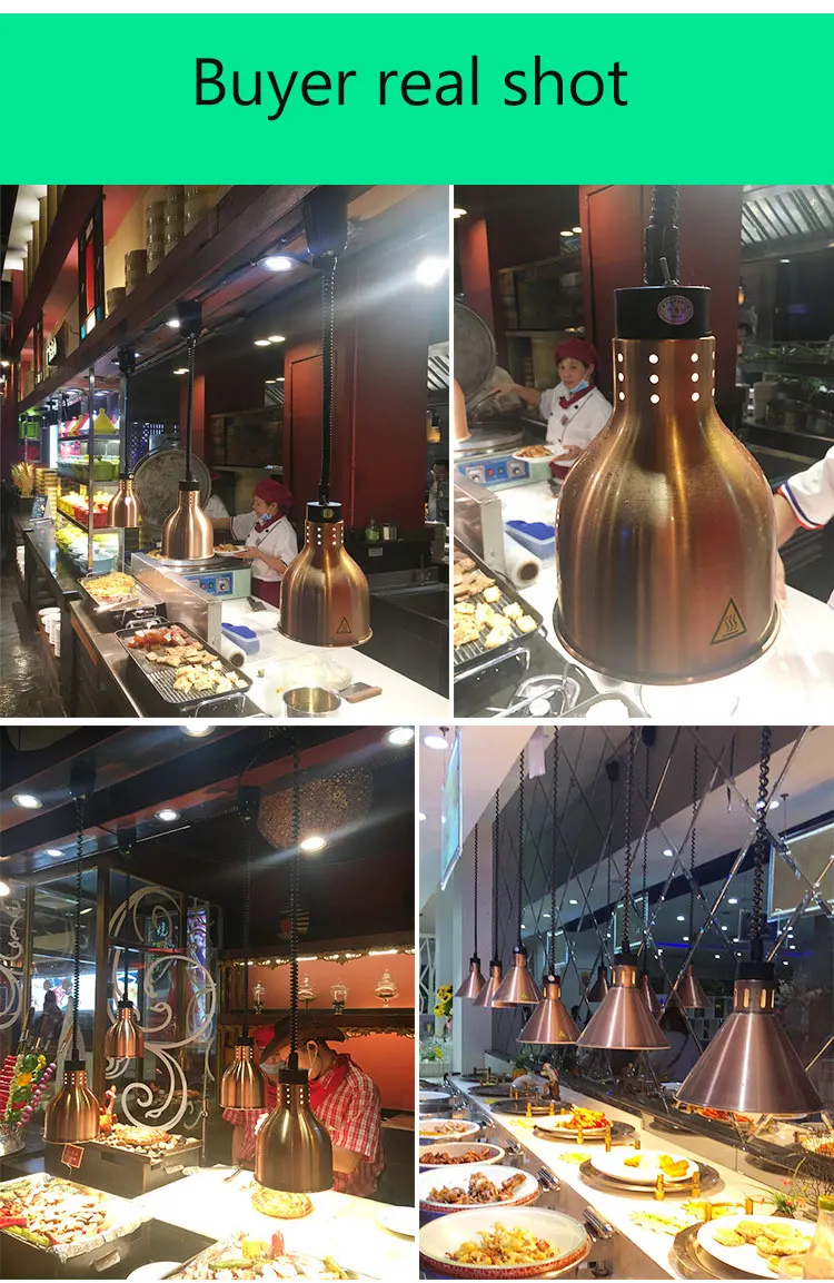Lámpara de calor eléctrica de 250W, lámpara colgante con preservación de calor para alimentos, accesorios de cocina ajustables, luces colgantes para restaurante